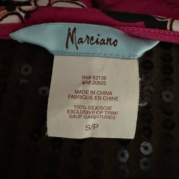 Marciano Vibrant Pink Floral Print Flowy Summer Silk Maxi Dress Size S/P - Picture 7 of 7